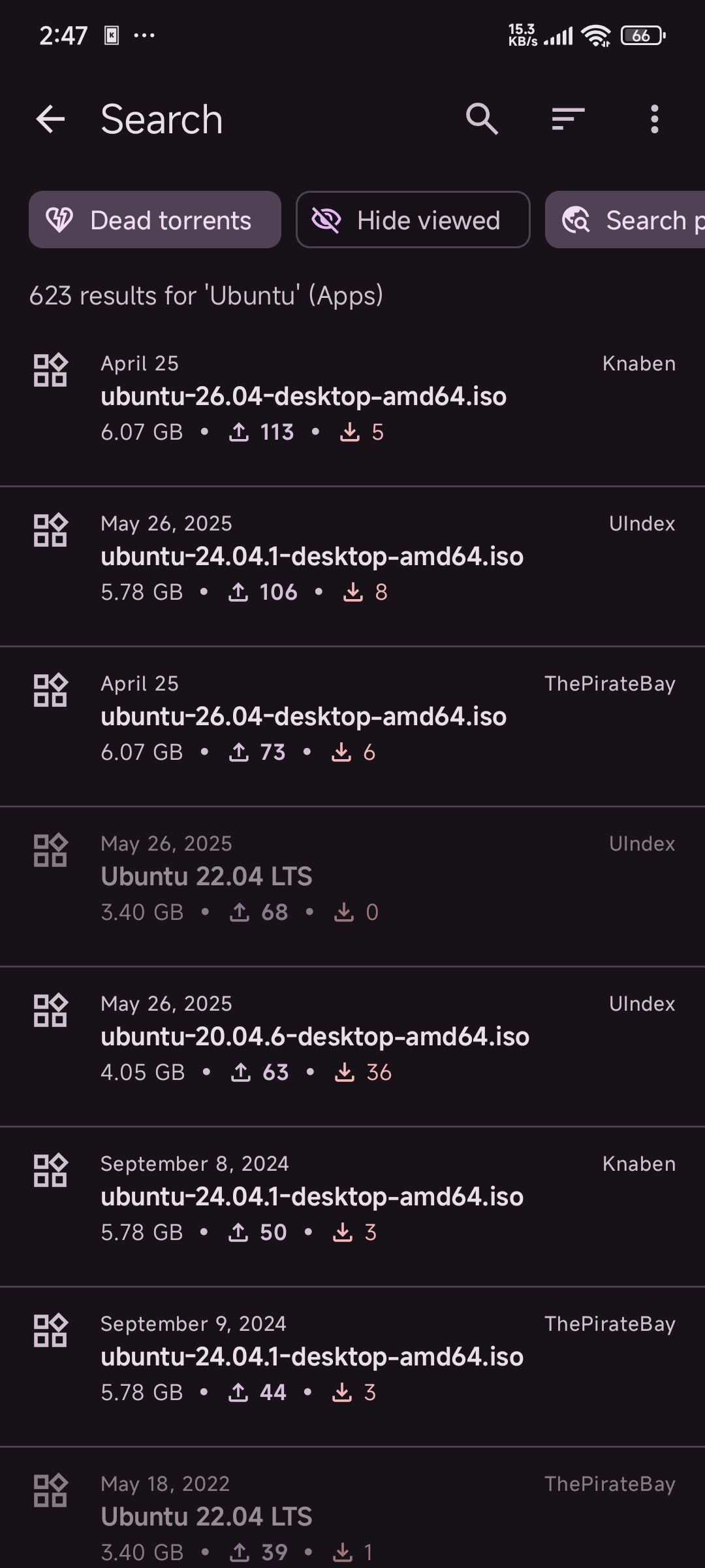 TorrentSearch 分类筛选界面