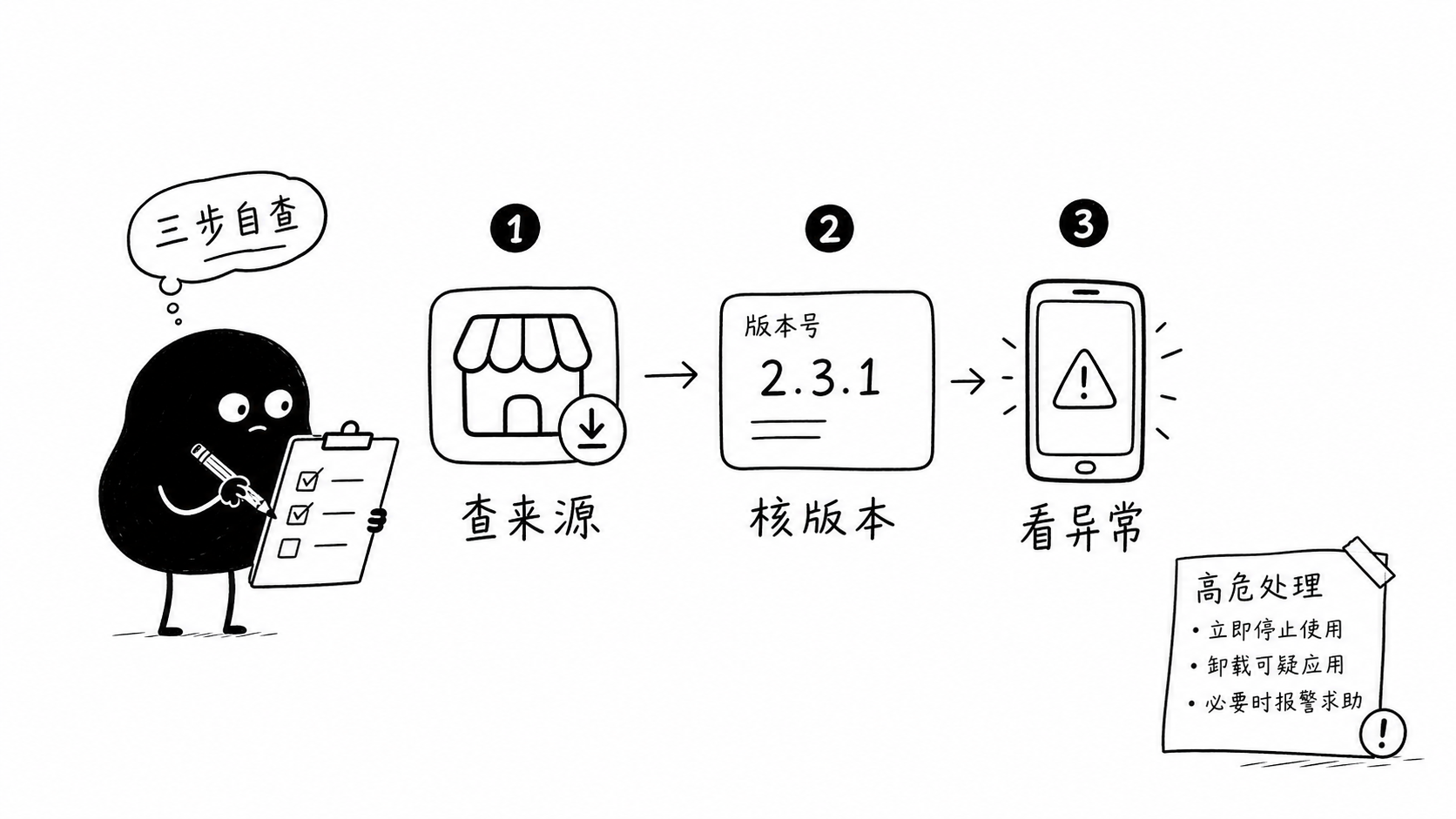 插图:三步自查流程