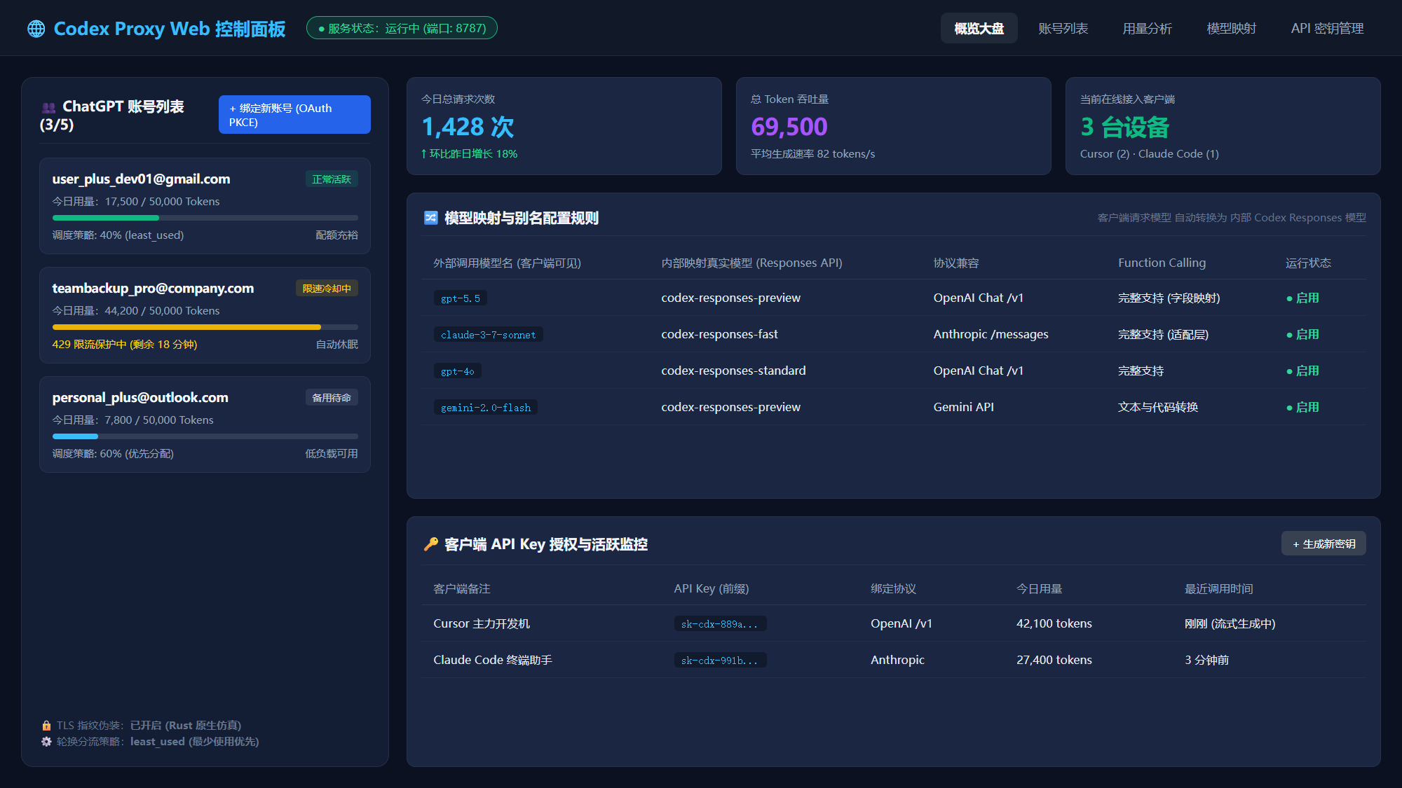 Codex Proxy Web 控制面板
